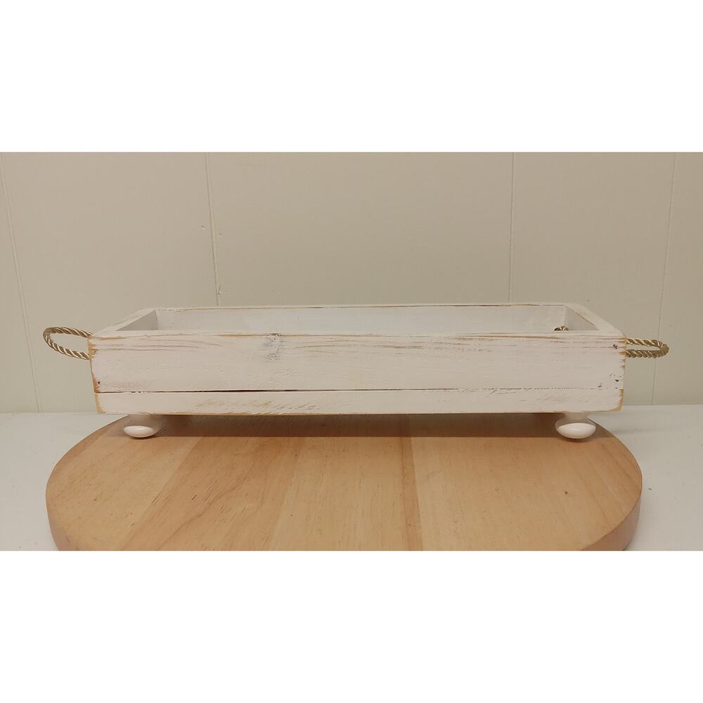Handcrafted Farmhouse Decor Footed Wooden Box Rustic 14 in.